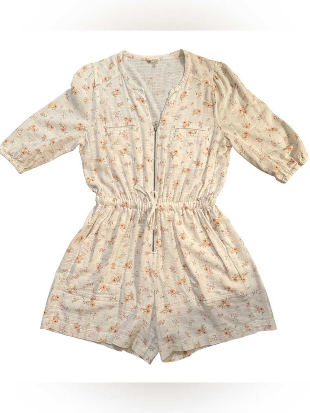 Splendid Floral Linen Blend Zip Front Romper | Cottagecore Boho